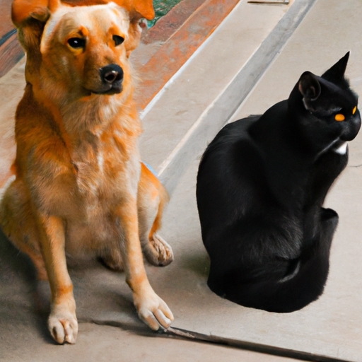 一只黑色的猫和黄色狗(9张)