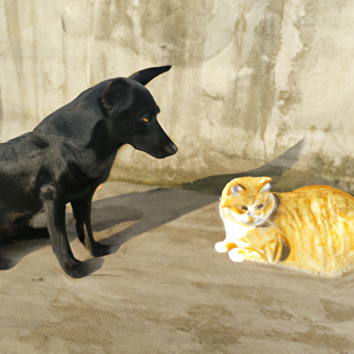 一只黑色的猫和黄色狗(9张)