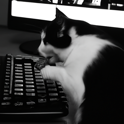 彩色图片,黑白相间的猫在键盘上吃鱼(9张