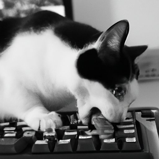 黑白相间的猫在键盘上吃鱼(9张)
